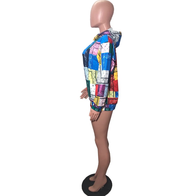 S-XXL Women Fashion Multicolor Graphic Print Long Sleeve Hoodie