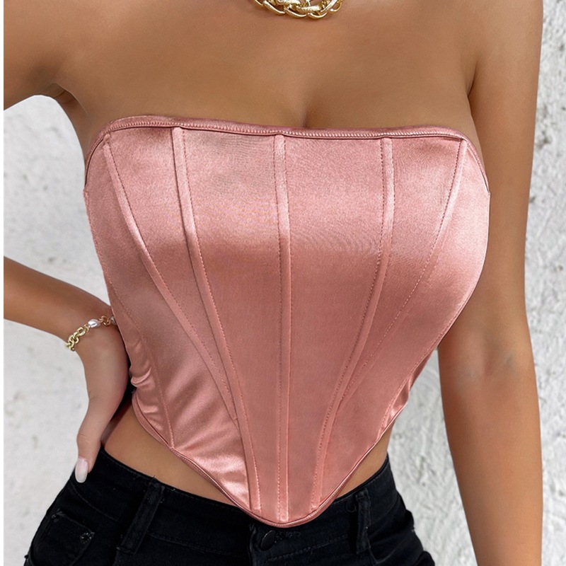 Women Sexy Night Out Solid Color Irregular Hem Tube Top Corset