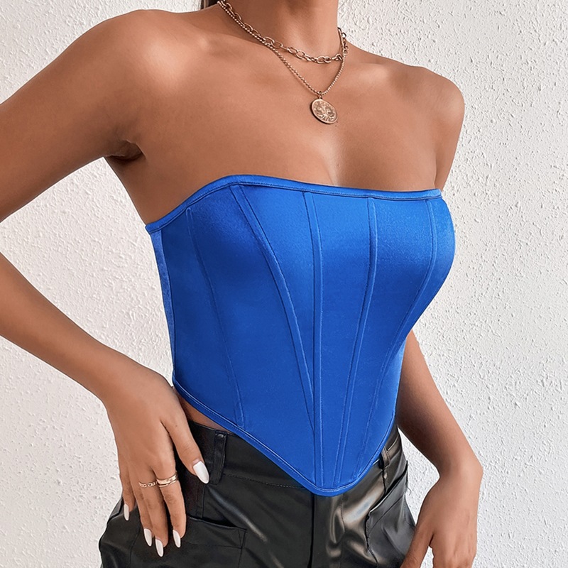 Women Sexy Night Out Solid Color Irregular Hem Tube Top Corset