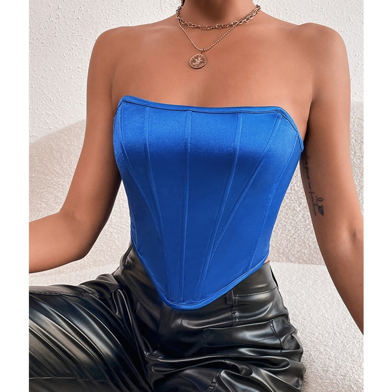 Women Sexy Night Out Solid Color Irregular Hem Tube Top Corset