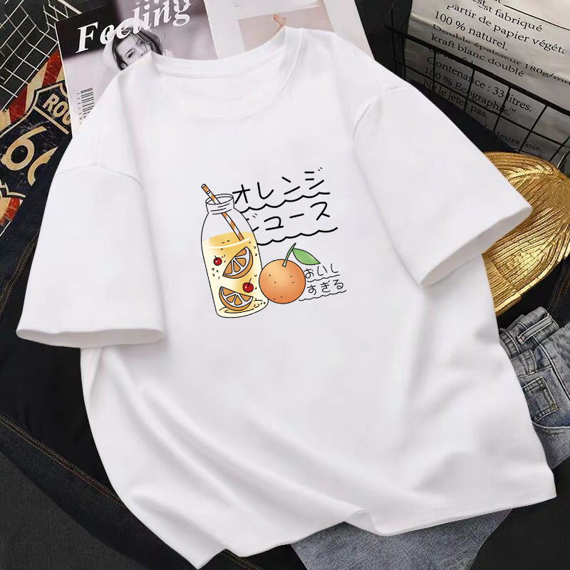 Women Fashion Cartoon Bear Squirrel Print Round Neck Short Sleeve T-Shirt