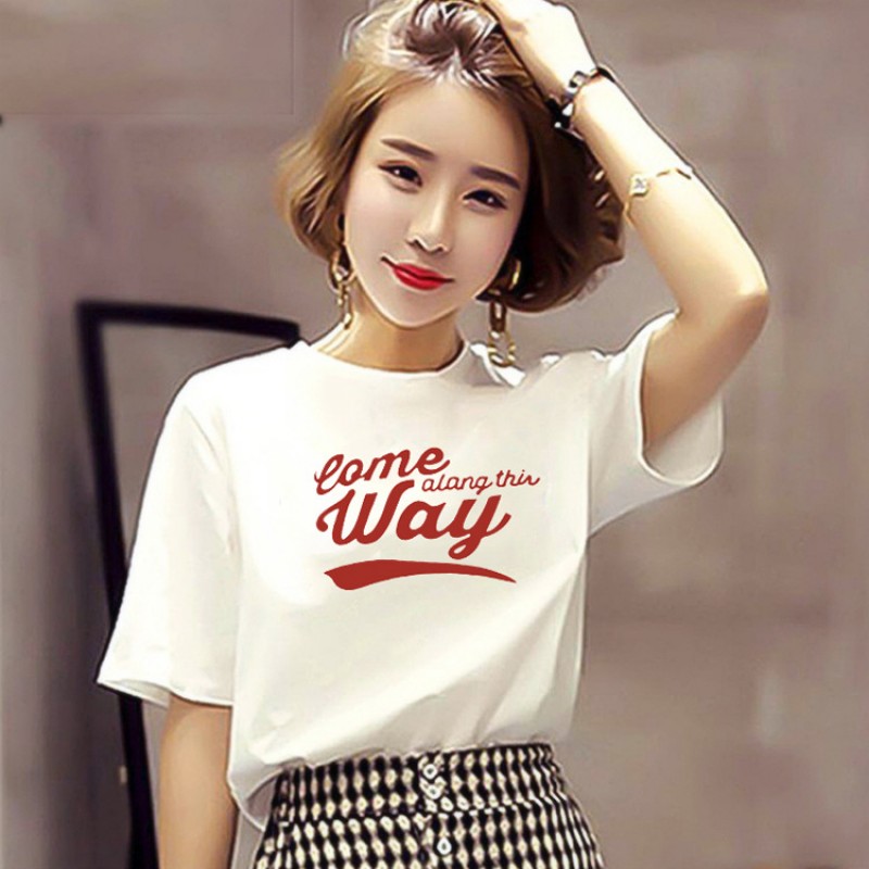 Women'S Fashion Cartoon Letter Print Round Neck Short Sleeve T-Shirt