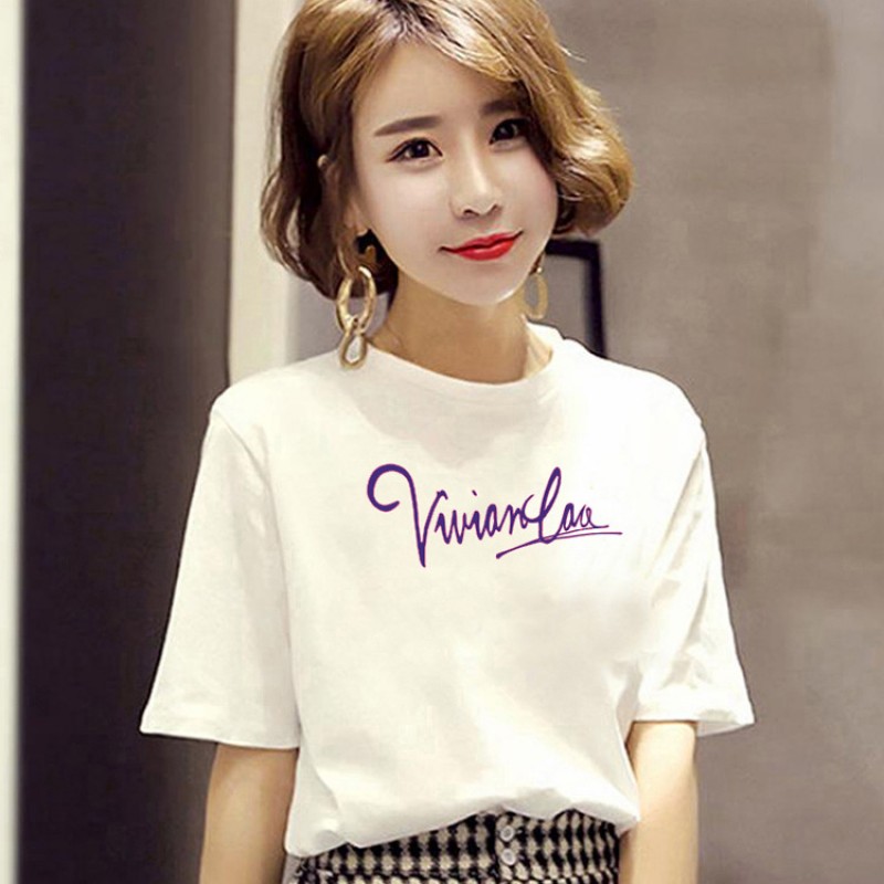 Women'S Fashion Cartoon Letter Print Round Neck Short Sleeve T-Shirt