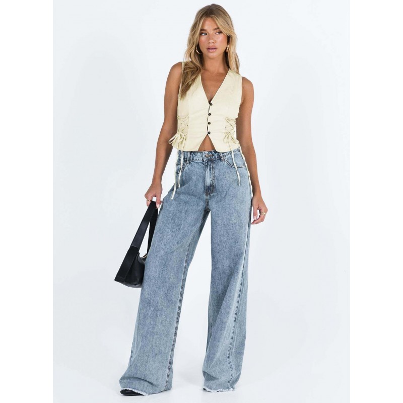 Women Fashion Casual Loose Wide-Leg Jeans