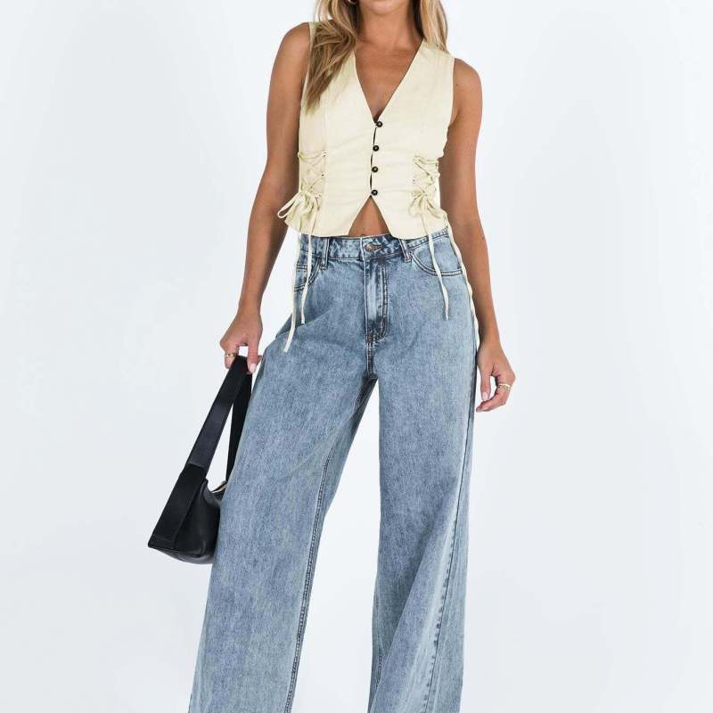 Women Fashion Casual Loose Wide-Leg Jeans