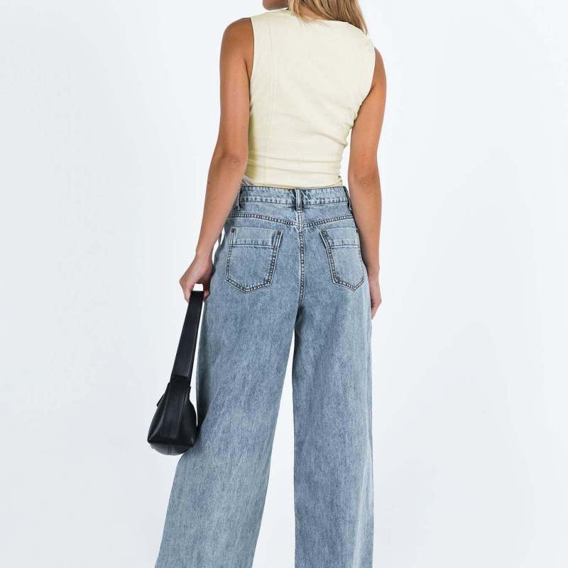 Women Fashion Casual Loose Wide-Leg Jeans