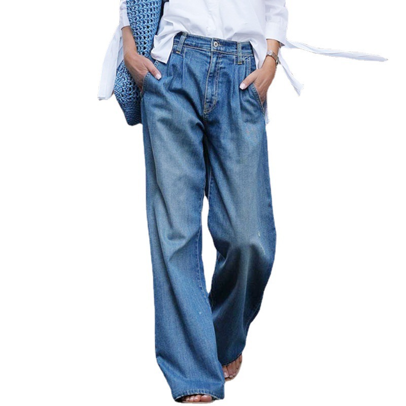 Vintage Jeans Women High Waist Wide Leg Pants Loose Denim Trousers