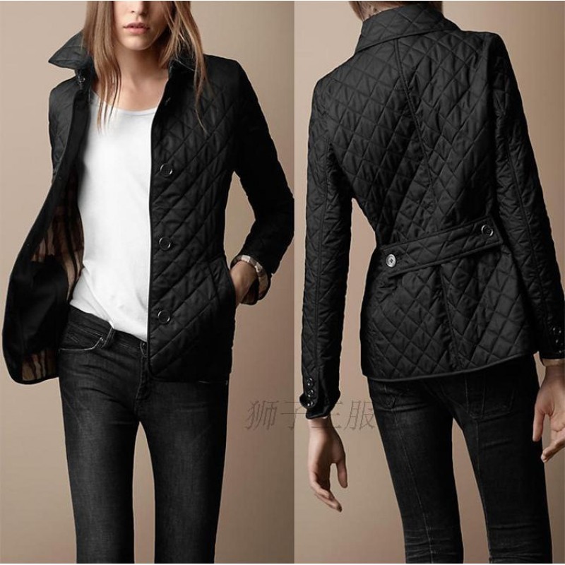 Women Fashion Lapel Single-Breasted Slim-Fit Warm Cotton-Padded Jacket Coat