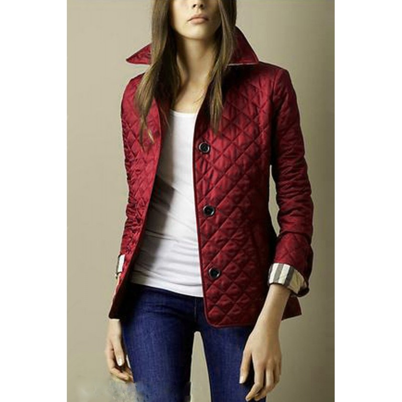 Women Fashion Lapel Single-Breasted Slim-Fit Warm Cotton-Padded Jacket Coat