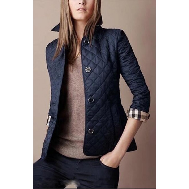 Women Fashion Lapel Single-Breasted Slim-Fit Warm Cotton-Padded Jacket Coat