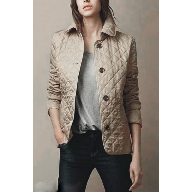 Women Fashion Lapel Single-Breasted Slim-Fit Warm Cotton-Padded Jacket Coat