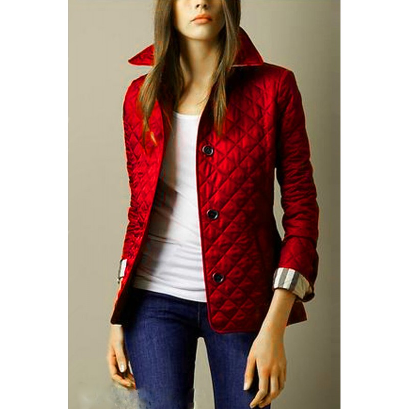 Women Fashion Lapel Single-Breasted Slim-Fit Warm Cotton-Padded Jacket Coat