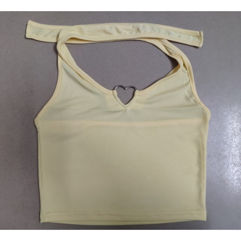 Women Fashion Solid Color Neck Cropped Top