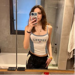 Slim-Fit Letter Y2k Women Summer Crop Top Camis T-Shirt