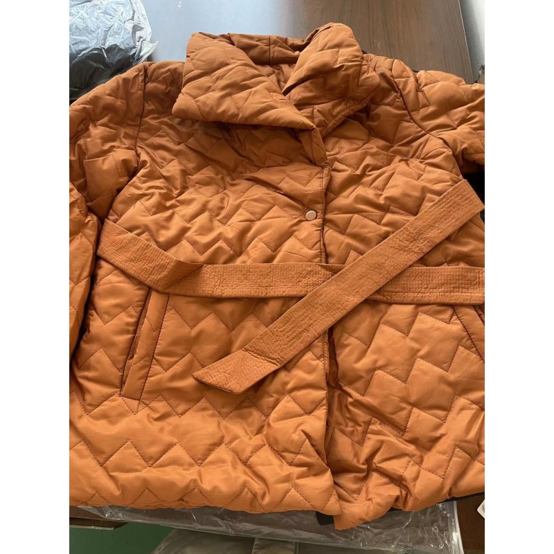 Women Winter Elegant Water Ripple Quilted Light Down Cotton-Padded Coat