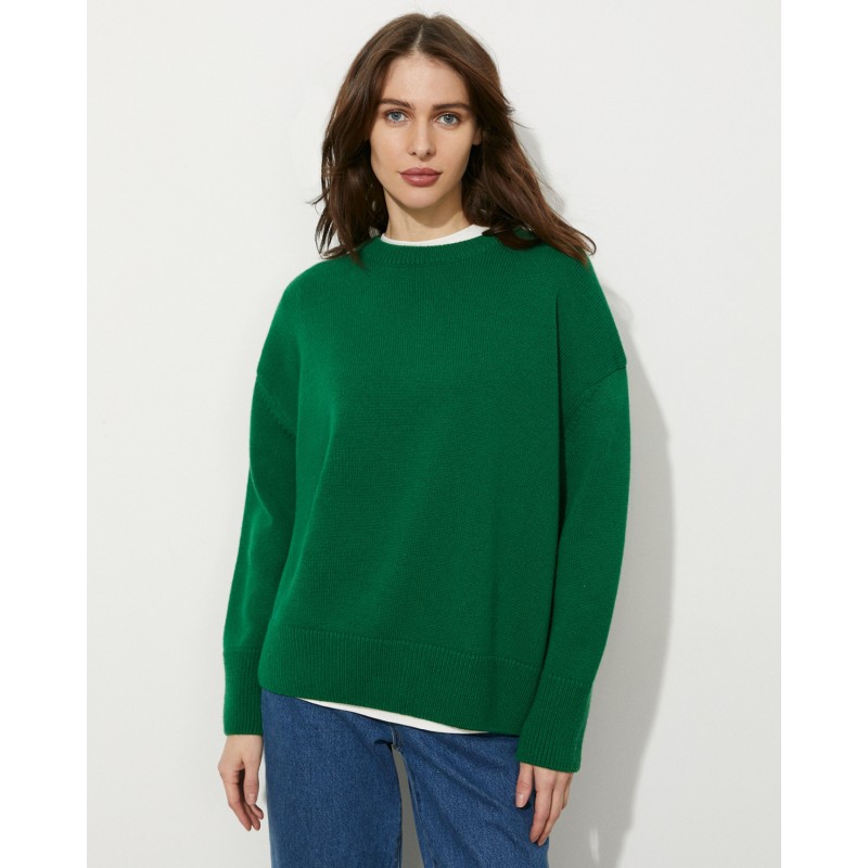 Winter Women Casual Solid Color Crewneck Knit Sweater