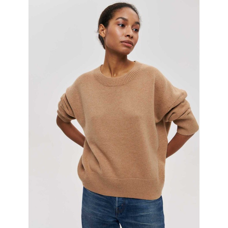 Winter Women Casual Solid Color Crewneck Knit Sweater