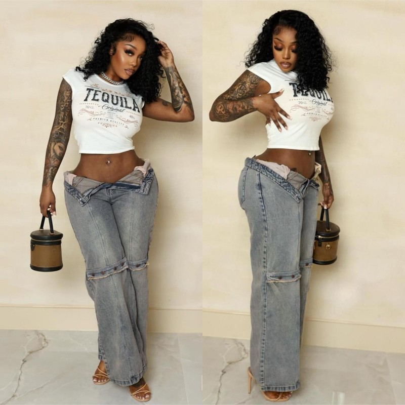 Women Street Fashion Loose Straight Jeans