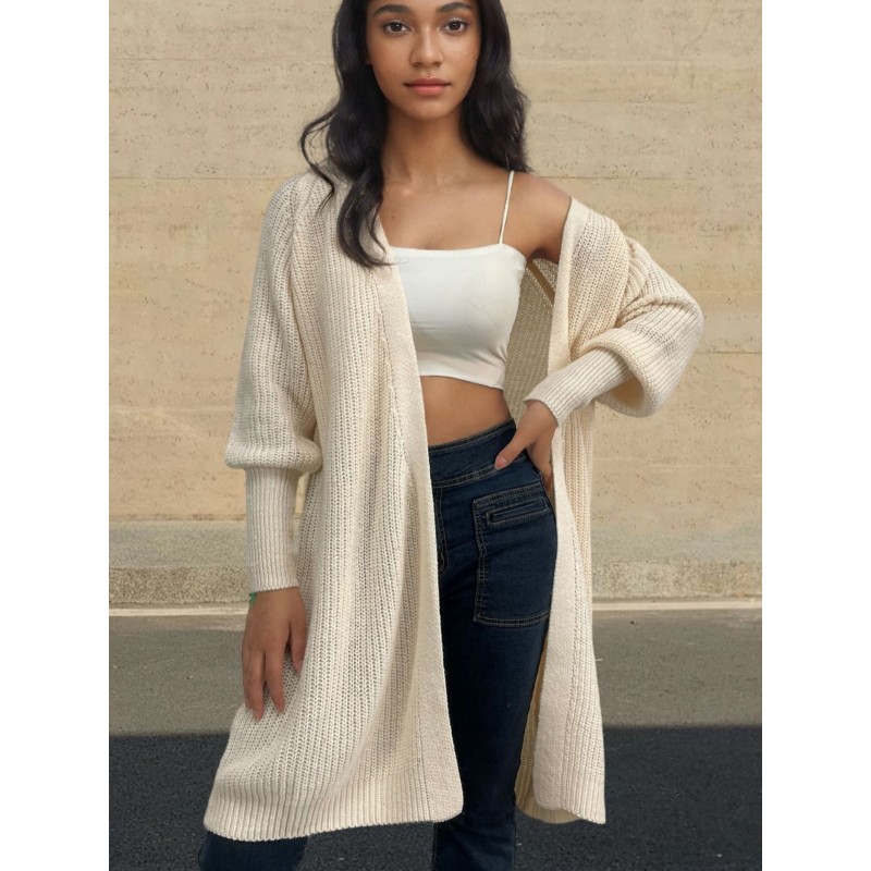 Casual Autumn And Winter Plus Size Mid-Length Cardigan Solid Color Women Knitted Sweater Coat