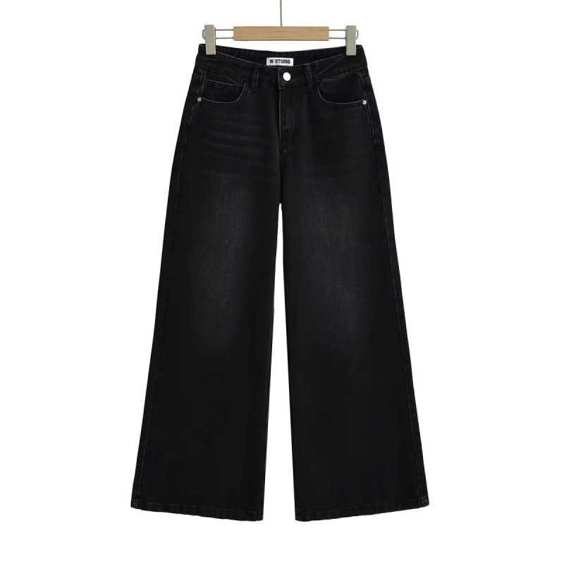 Women Retro Low-Rise Wide-Leg Jeans