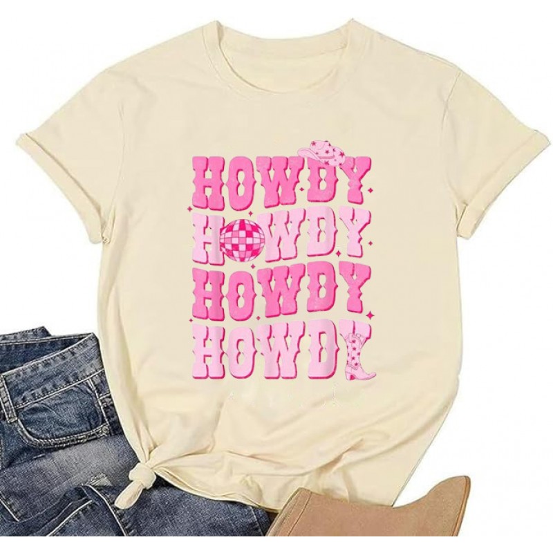 Summer Women Casual Letter Printed Round Neck Short Sleeve T-Shirt