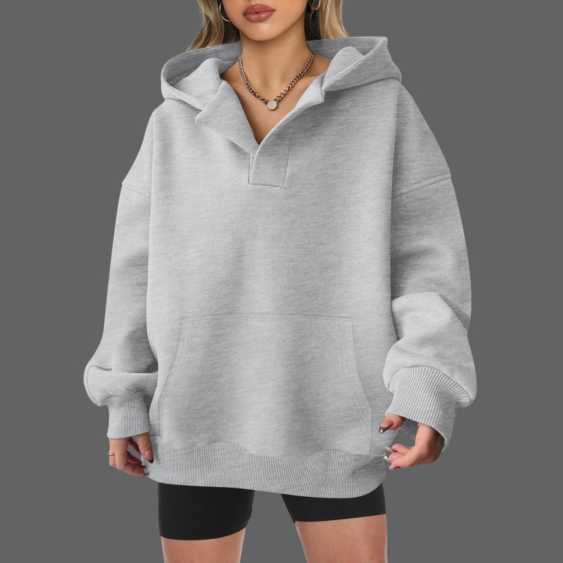 Autumn Winter Women Casual Loose Solid Color Blank Long Sleeve Hoodies