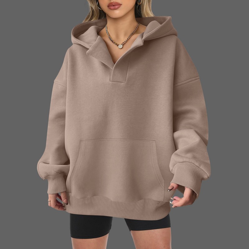 Autumn Winter Women Casual Loose Solid Color Blank Long Sleeve Hoodies